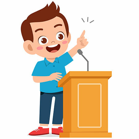 boy public speaking podium